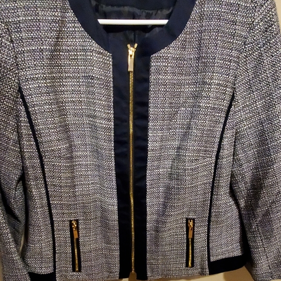 Jones New York Navy & White Zip Up Blazer - Picture 3 of 4